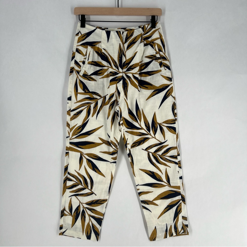 J.O.A. Cotton Leaf Print High Rise Cropped Tapered Leg Pants Size S